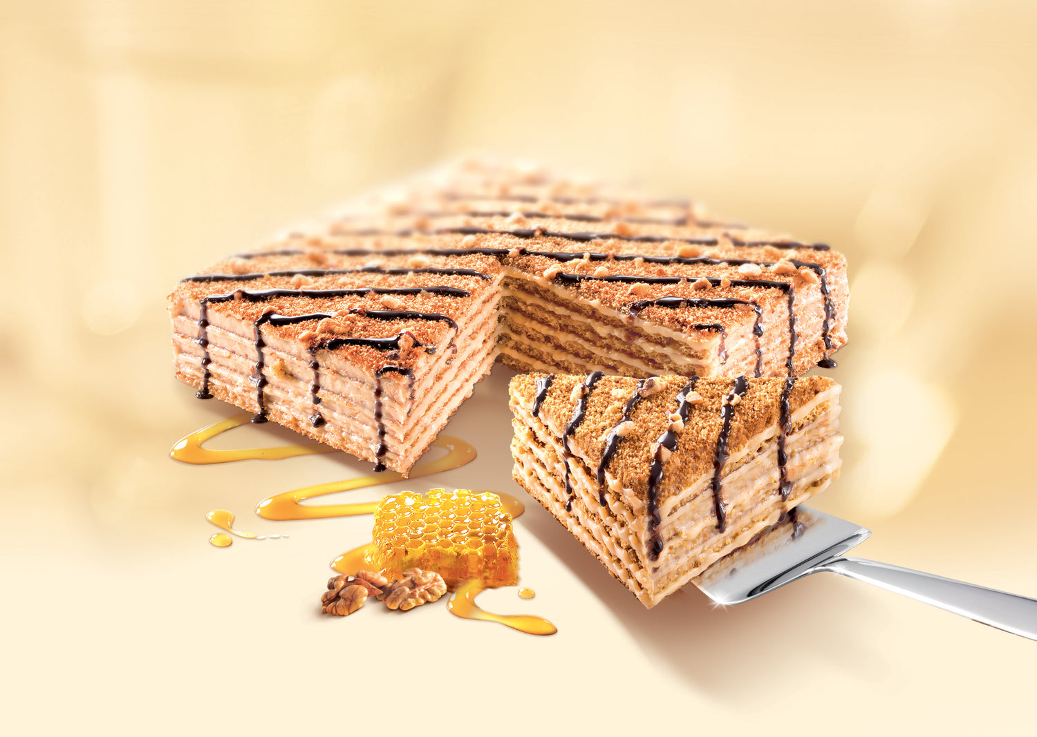 Classic MARLENKA honey cake with walnuts